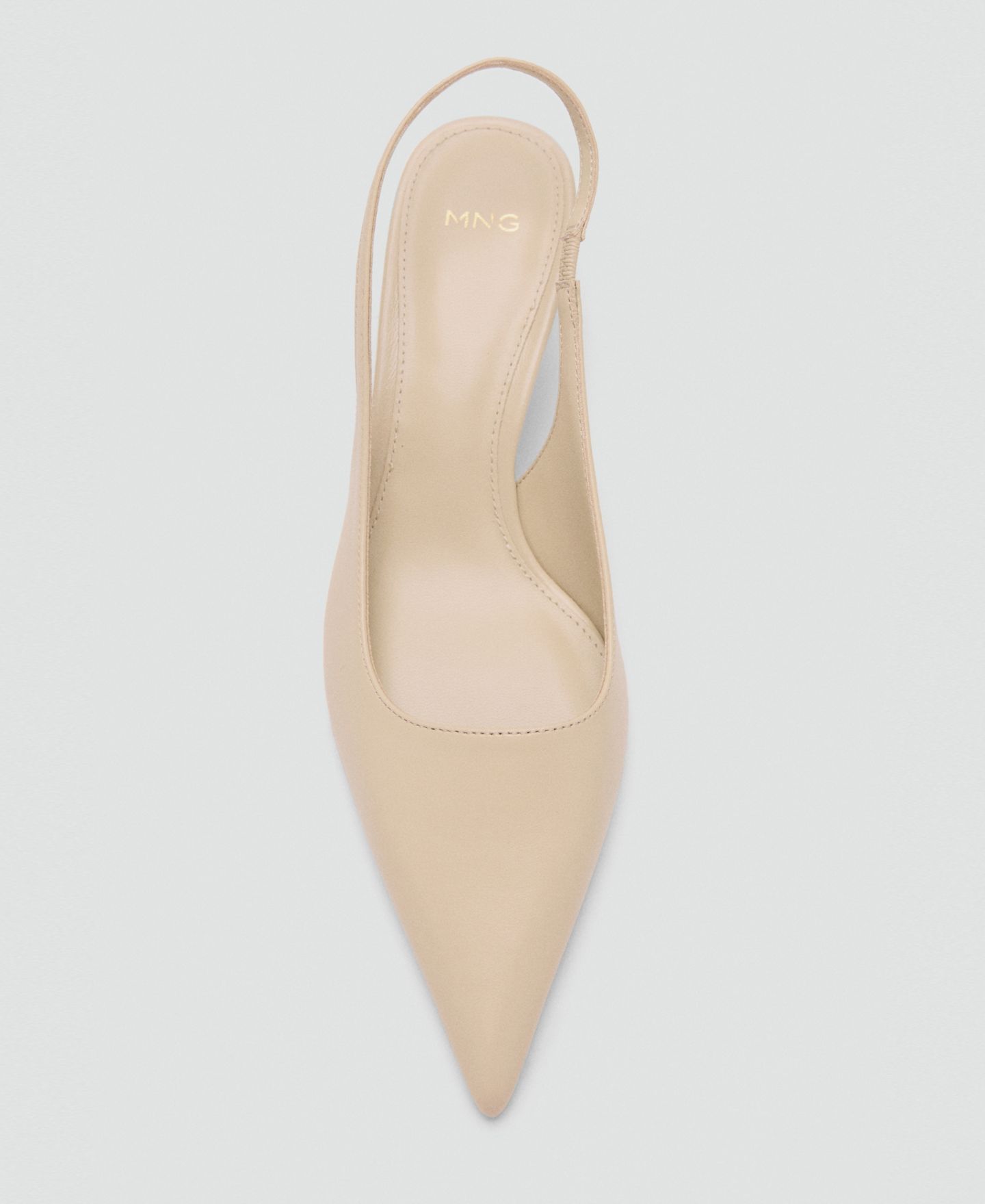 Женские туфли Mango Pointed-Toe Leather Heeled, цвет: Экрю — фото 4