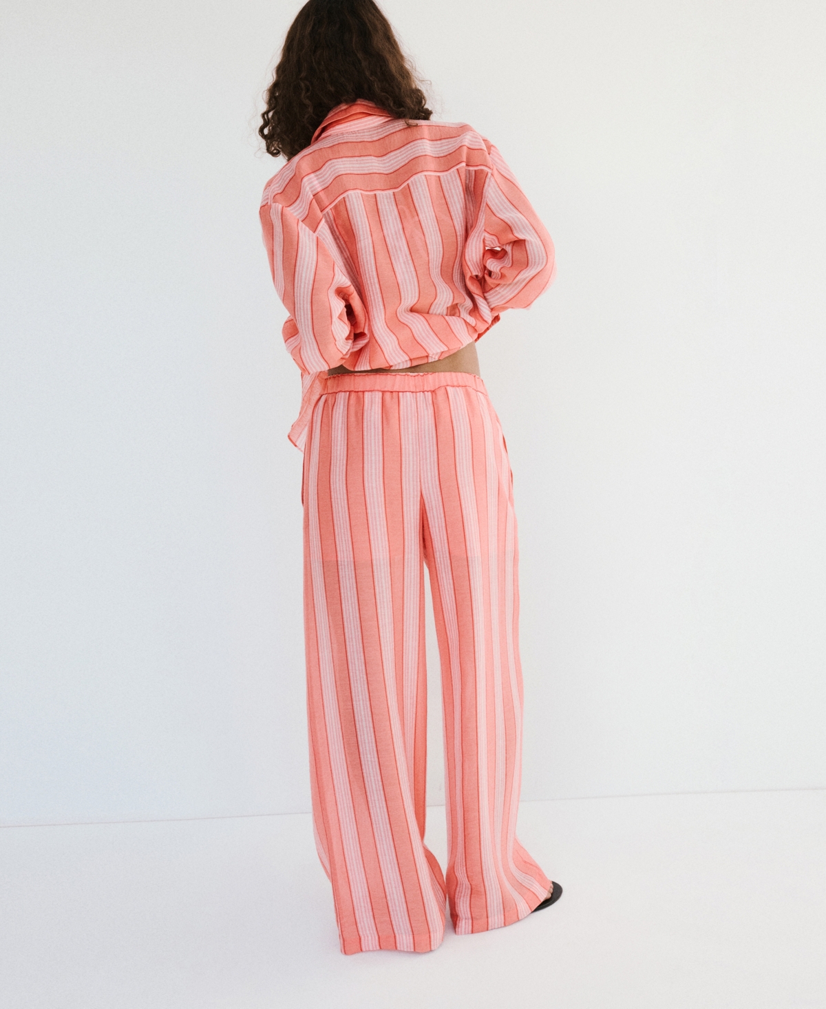 Mango Women's Straight Striped Linen-Lyocell-Blend Pants