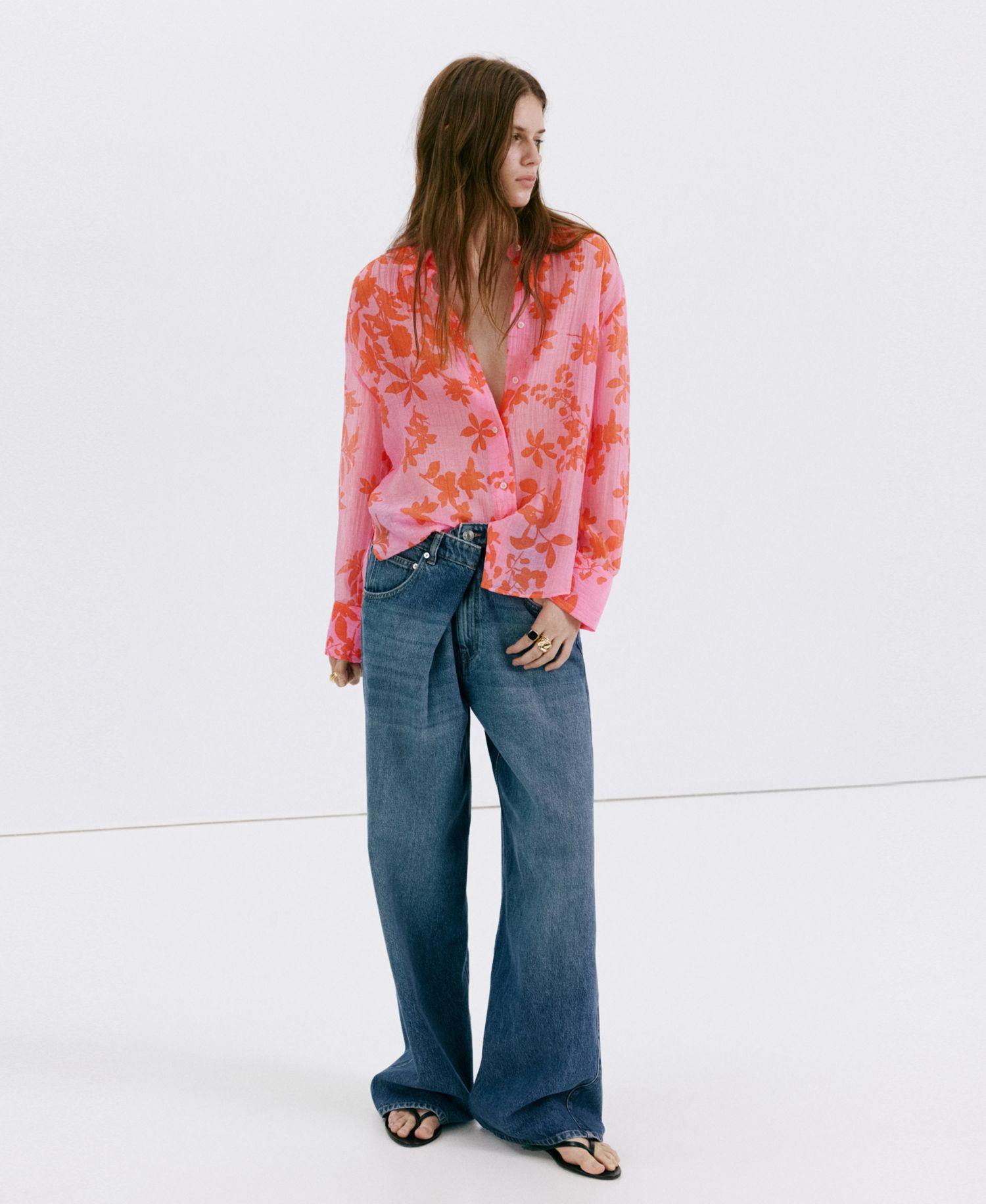 Women's Floral-Printed Lyocell Shirt