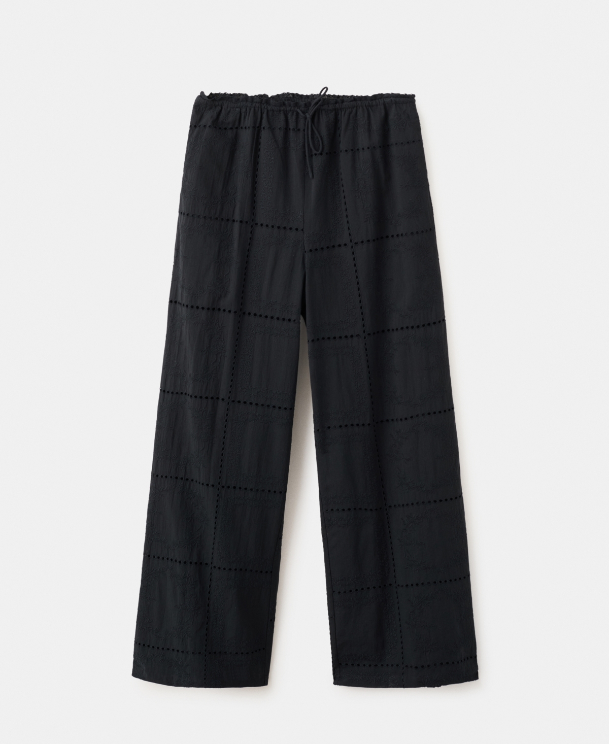 Mango Women's Eyelet Embroidery Cotton Pants