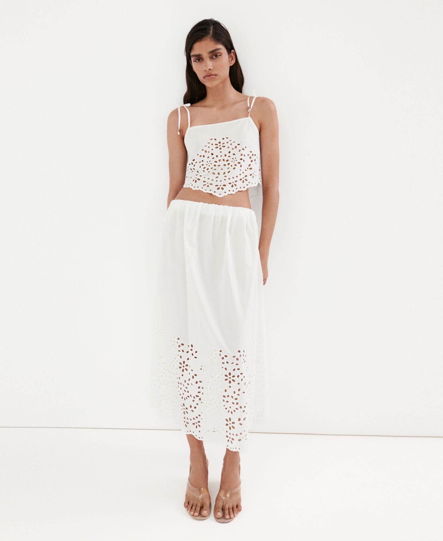 Women's Embroidered Details Midi Skirt
