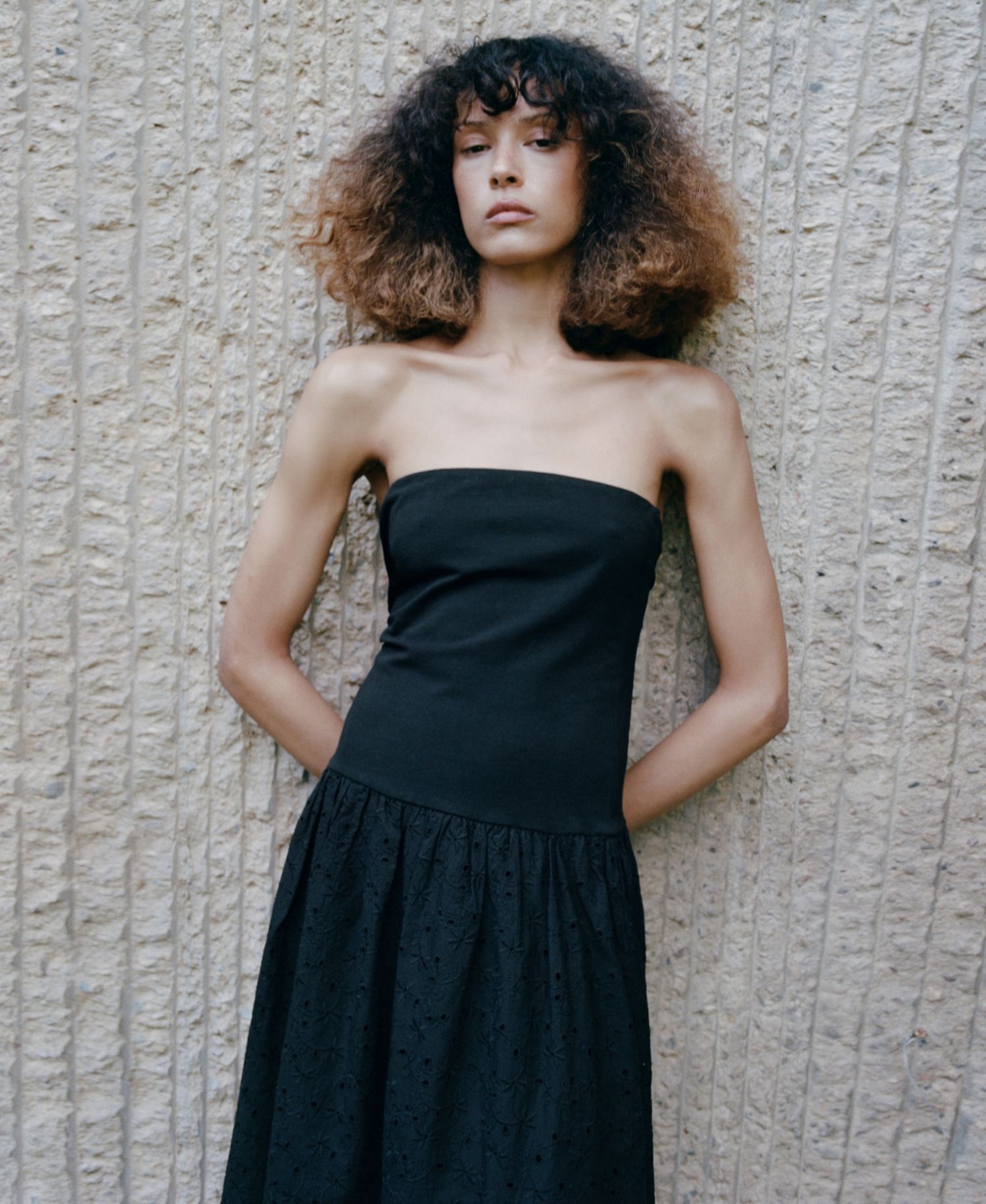 Women's Openwork Embroidery Strapless Dress