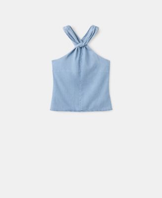 Women's Crossed-Strap Denim Top