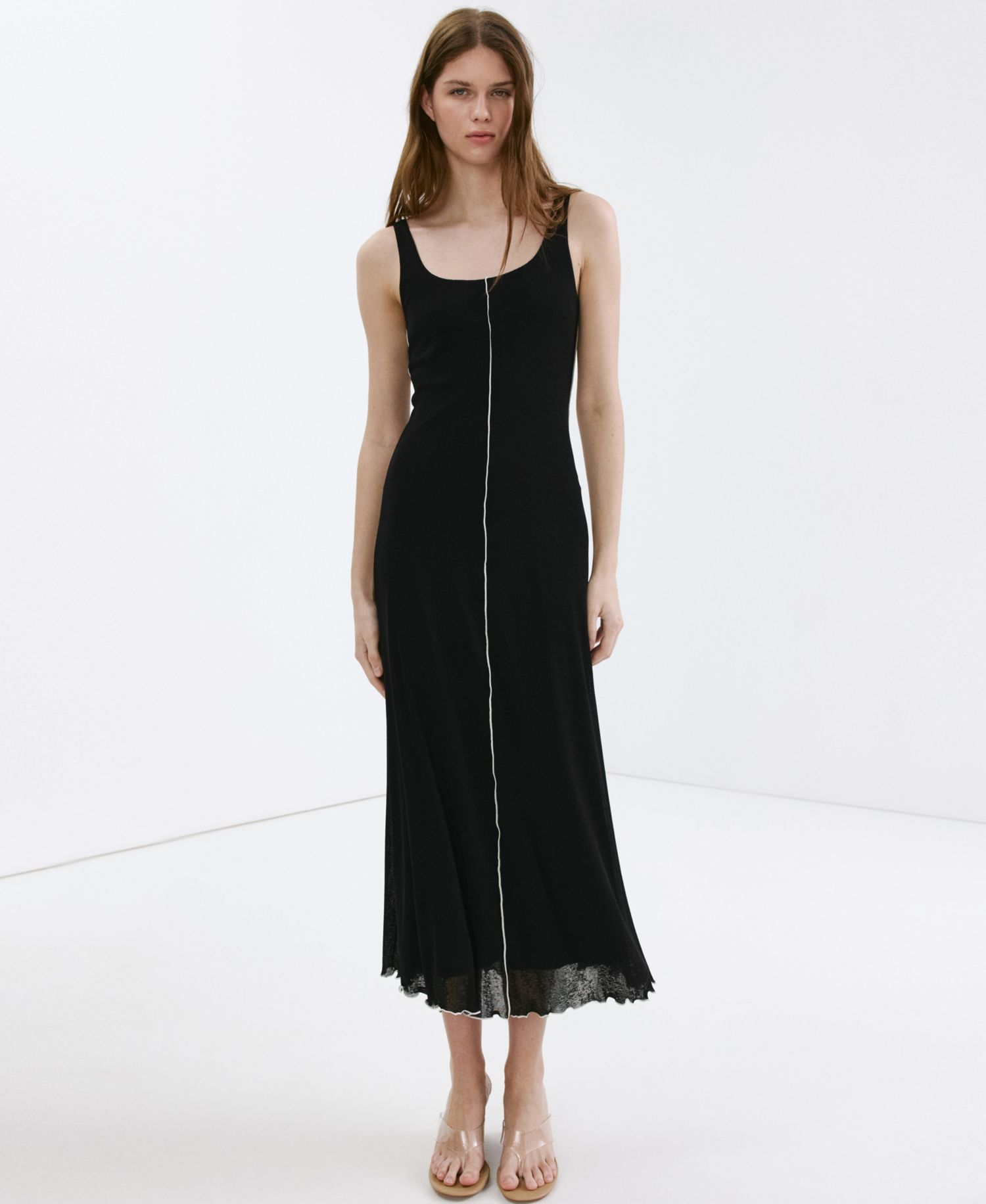 Women's Contrasting Stitching Detail Knit Dress