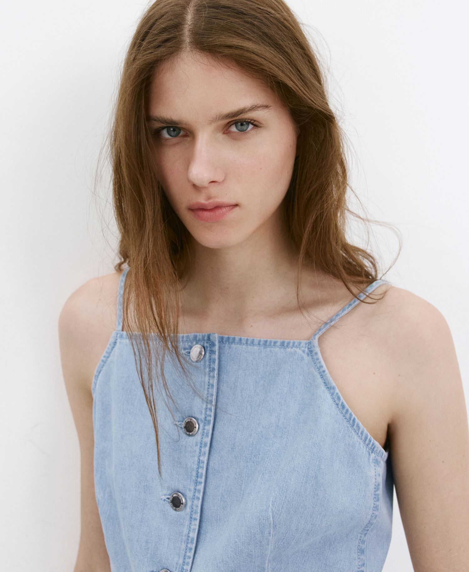 Women's Buttoned Denim Vest