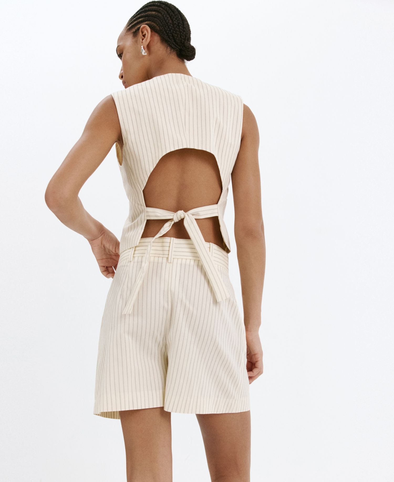 Women's Pinstripe Open-Back Vest
