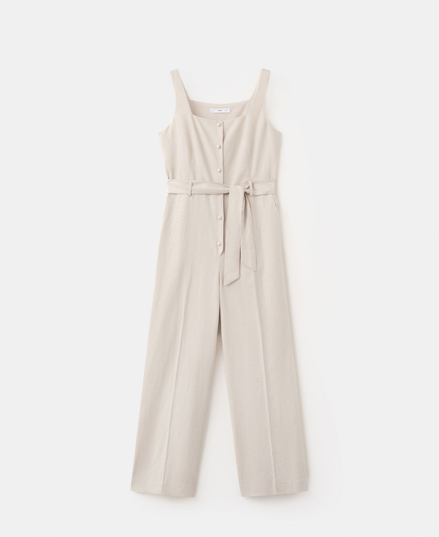 Women's Belt Cropped Linen Jumpsuit