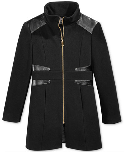 S. Rothschild Faux-Leather-Detail Coat, Big Girls (7-16)