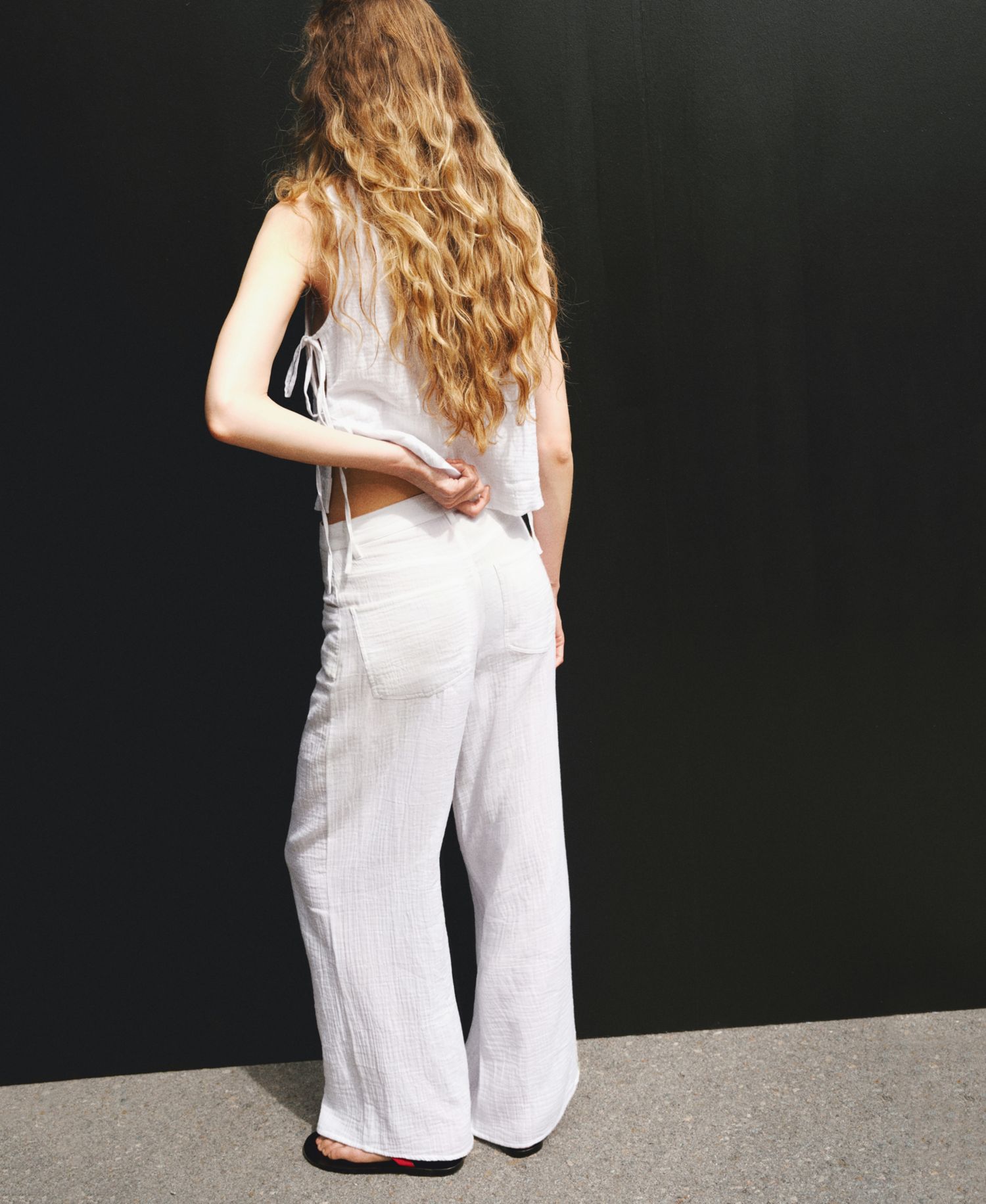 Women's Straight Mid-Rise Double Gauze Pants