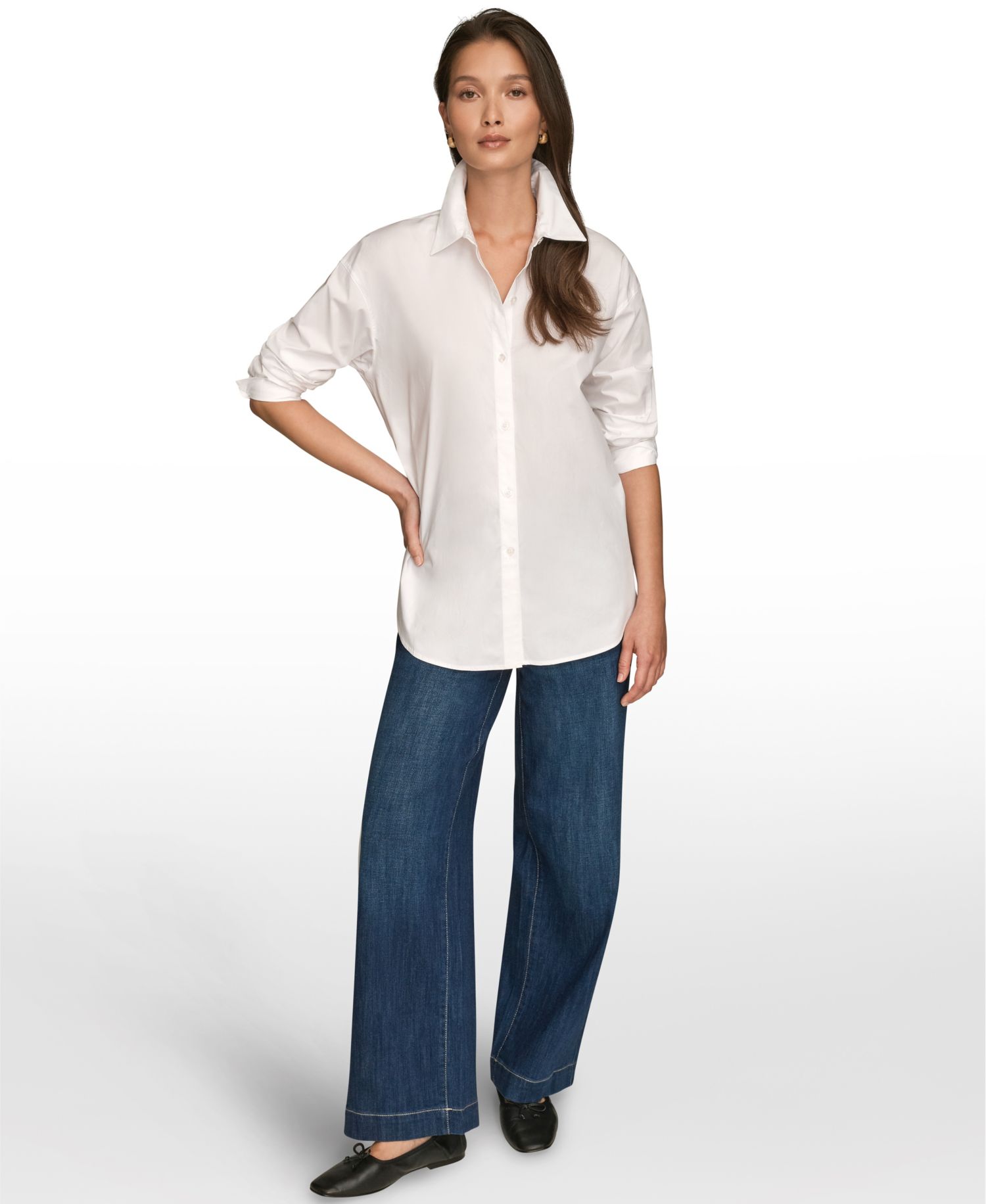 Women's Stretch Poplin Button-Down Shirt
