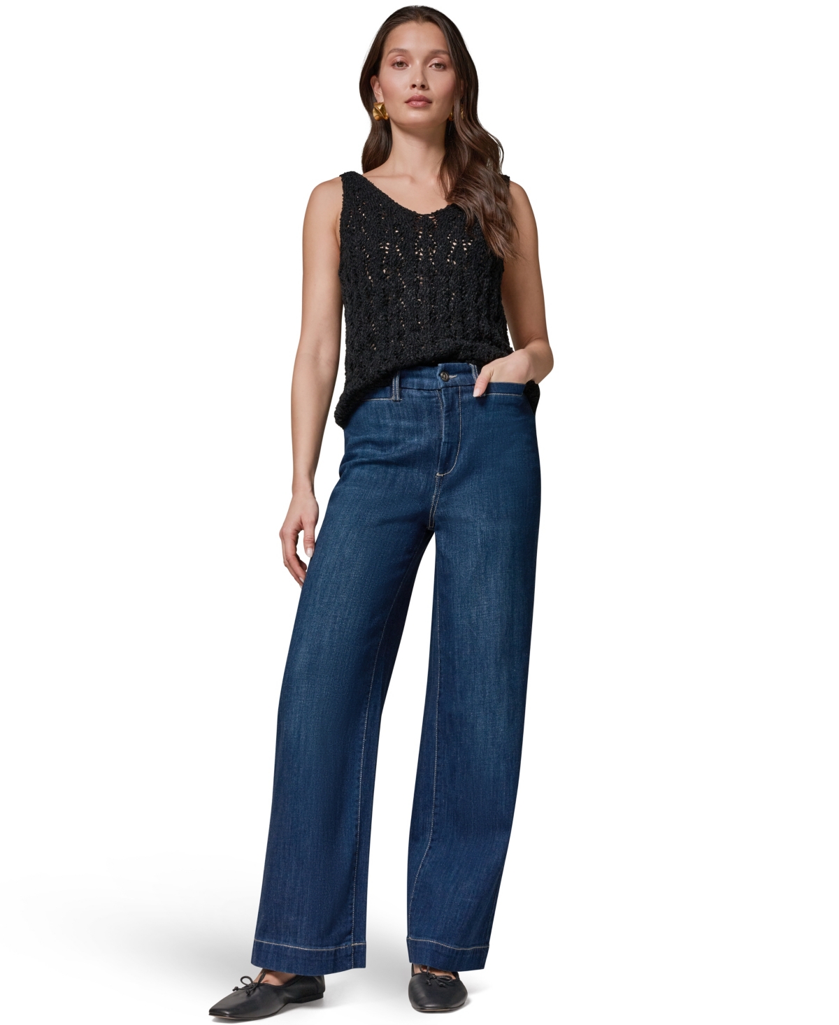 Donna Karan Weekend Women's High Rise Wide Leg Jeans