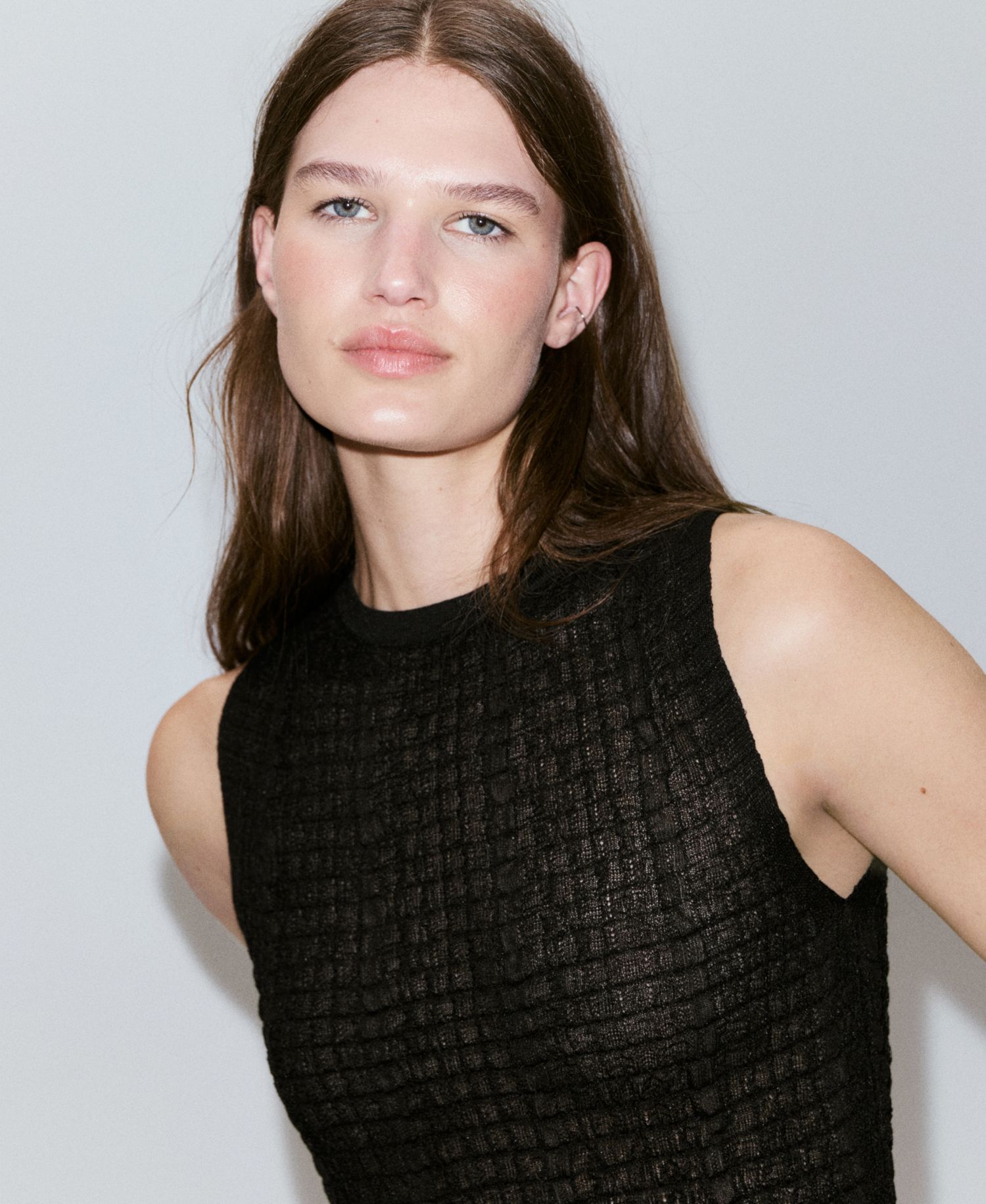 Women's Ruffled Detail Shirred Top