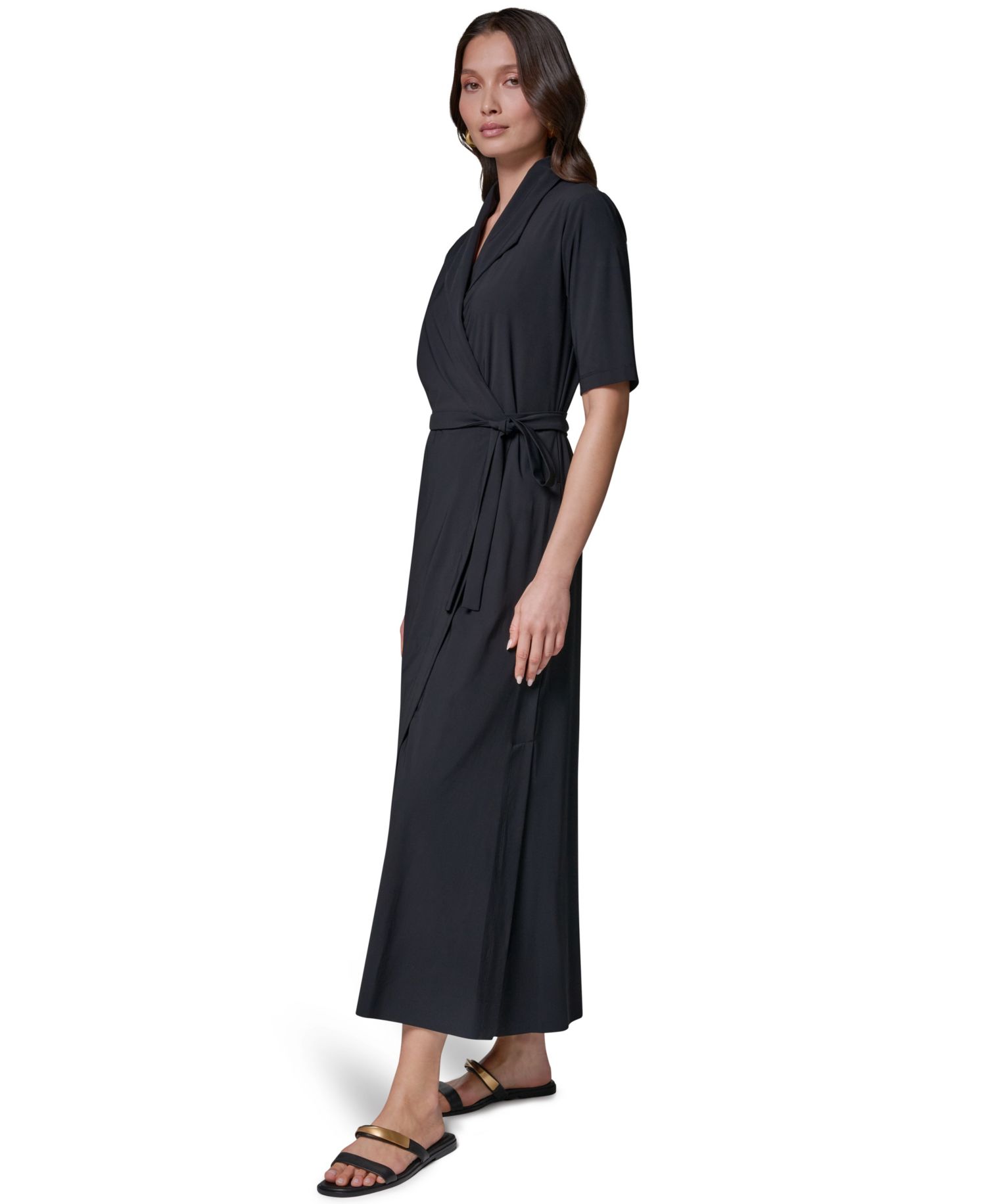 Women's 4-way Stretch Knit Elbow-Sleeve Collared Polo Dress