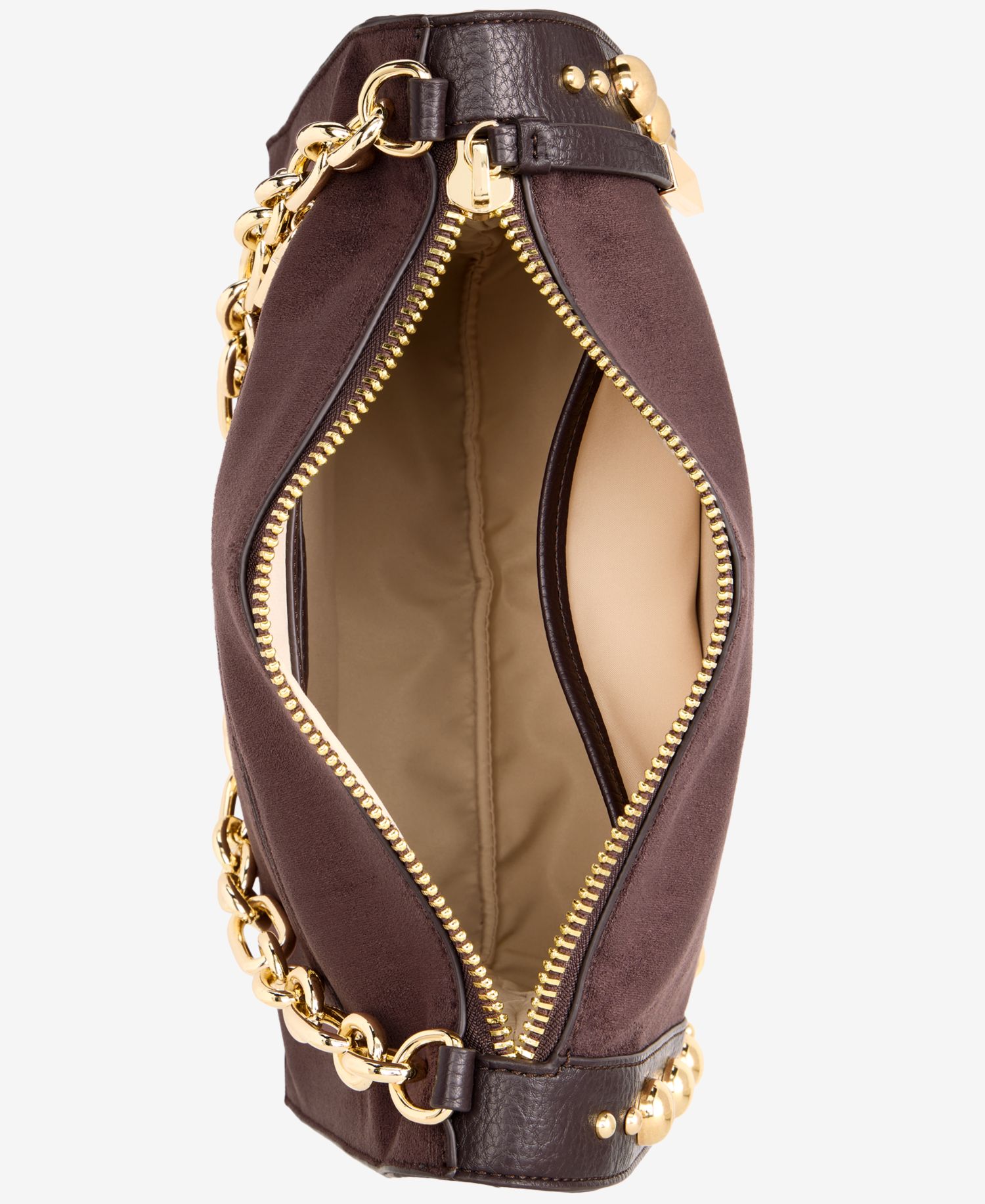 Fyonna Faux Suede Studded Shoulder Bag