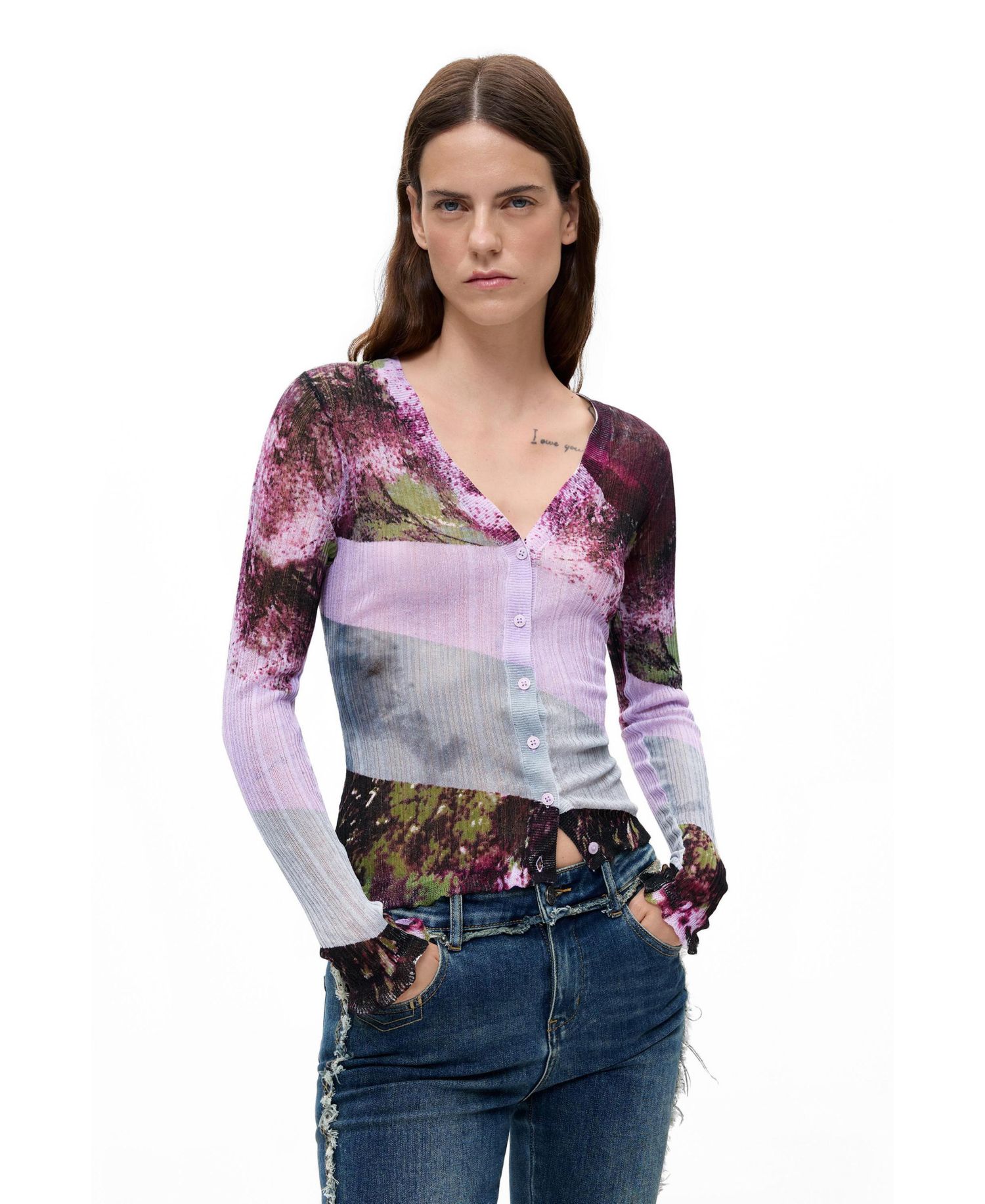 Women's Printed v-neck sweater