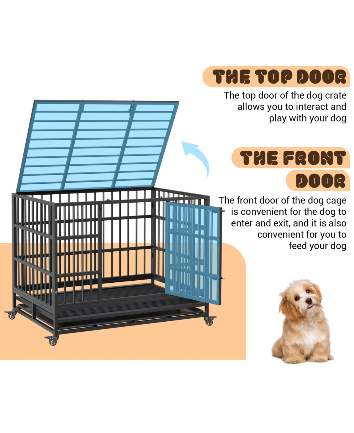 homfan Folding Dog Crate with Wheels
