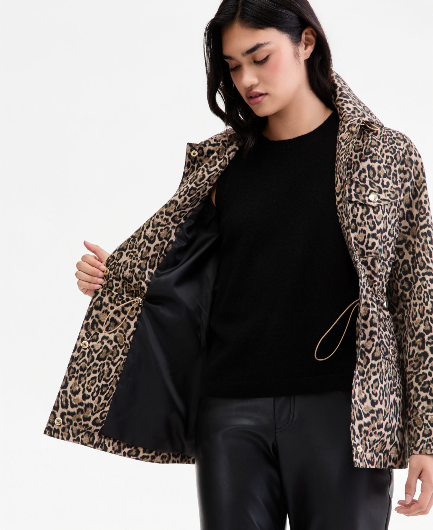 MICHAEL Women's Hooded Leopard-Print Anorak Jacket, Created for Macy's