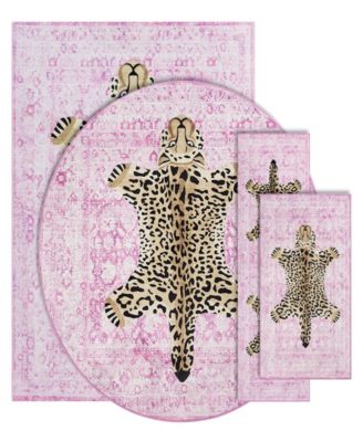 Leopard Medallion Finely Soft Washable Accent Rugs