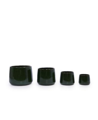 Handmade Ceramic Planter Set of 4, 6/9/11/14 Inch Diameter, Neutral Textured Finish for Indoor/Outdoor Use on Windowsills & Bookshelves