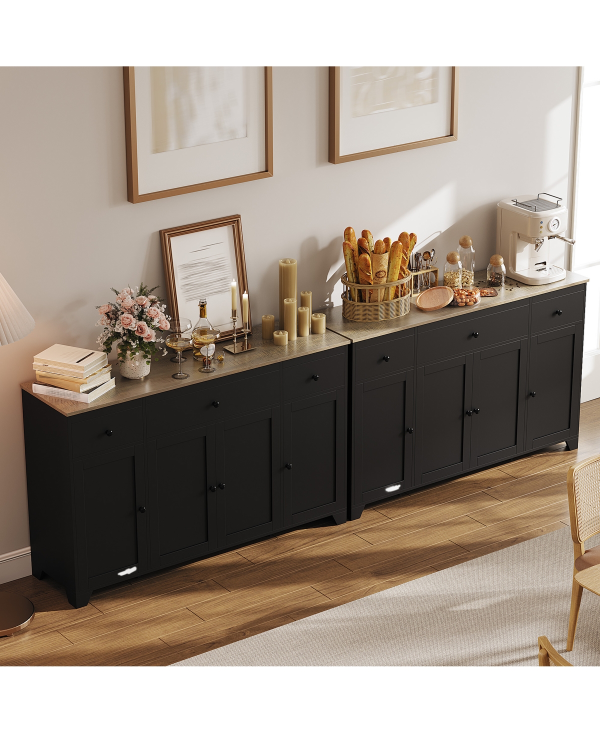 homfan 55" Black Buffet Cabinet