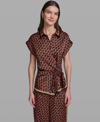 Women's Short-Sleeve Side-Tie Blouse