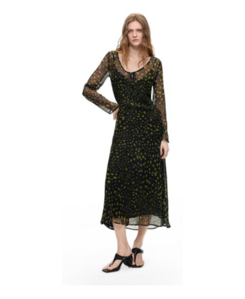 Женское платье Desigual Long-Sleeve Midi, цвет: Чёрный