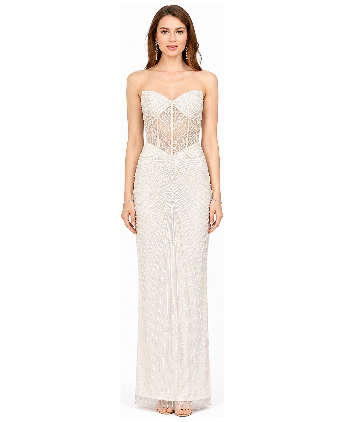 Lara Women's Embellished Strapless Gown with Slit view 1 — MAYCSS fashion products