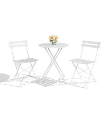 3 Piece Folding Bistro Set with Foldable Patio Furniture, Premium Frame Outdoor Bistro Table and 2 Chairs for Patio