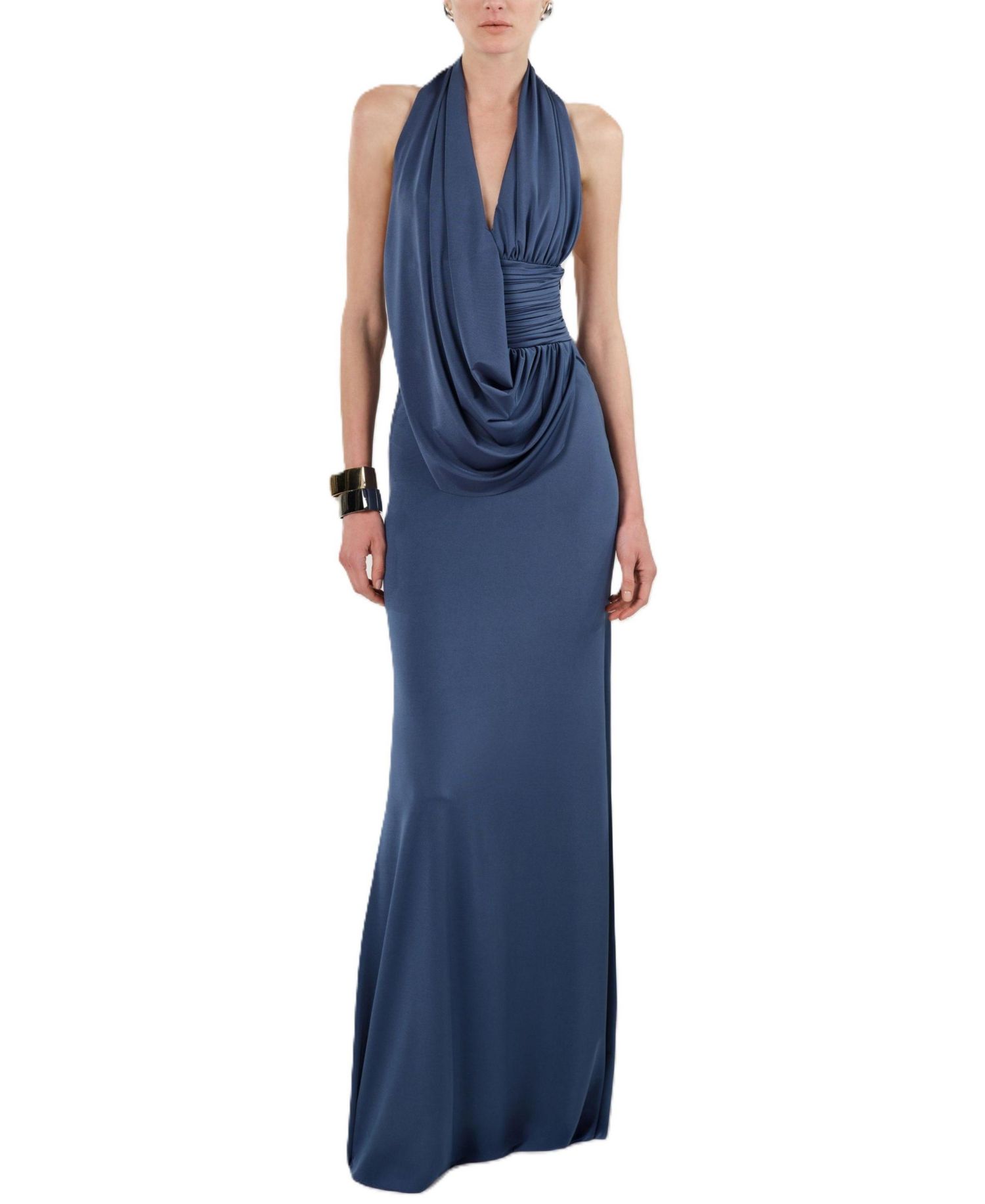 Women's Draped Halter Neck Maxi Dress