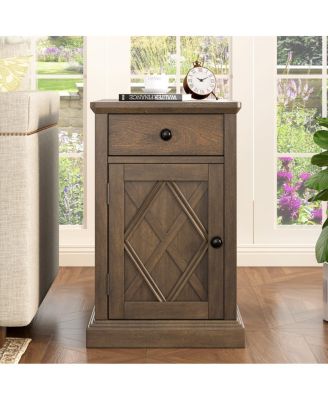 Classic Charging Livingroom End Table with USB Ports and Storage