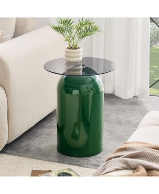 Modern Round Tempered Glass Coffee Table 19.6'' x 15.7'' x 10.6