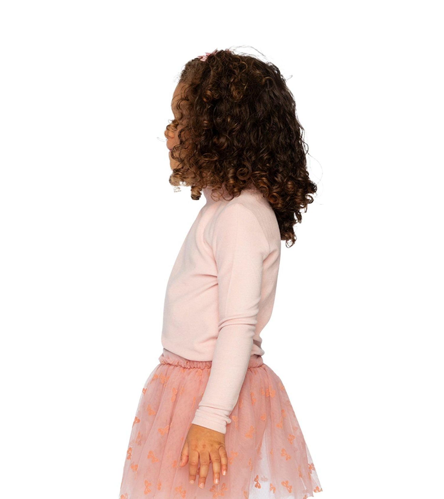 Little and Big Girl 6- 14 Brushed Rib Mock Neck Top