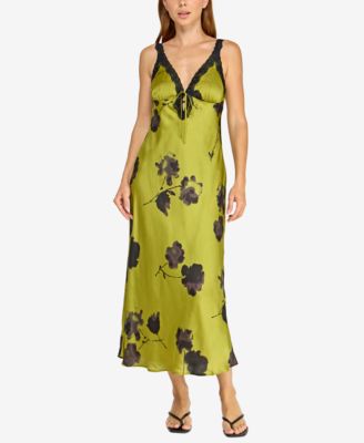 the row lace dress Row A Juniors' Sleeveless Lace V-Neck Dress - Olive