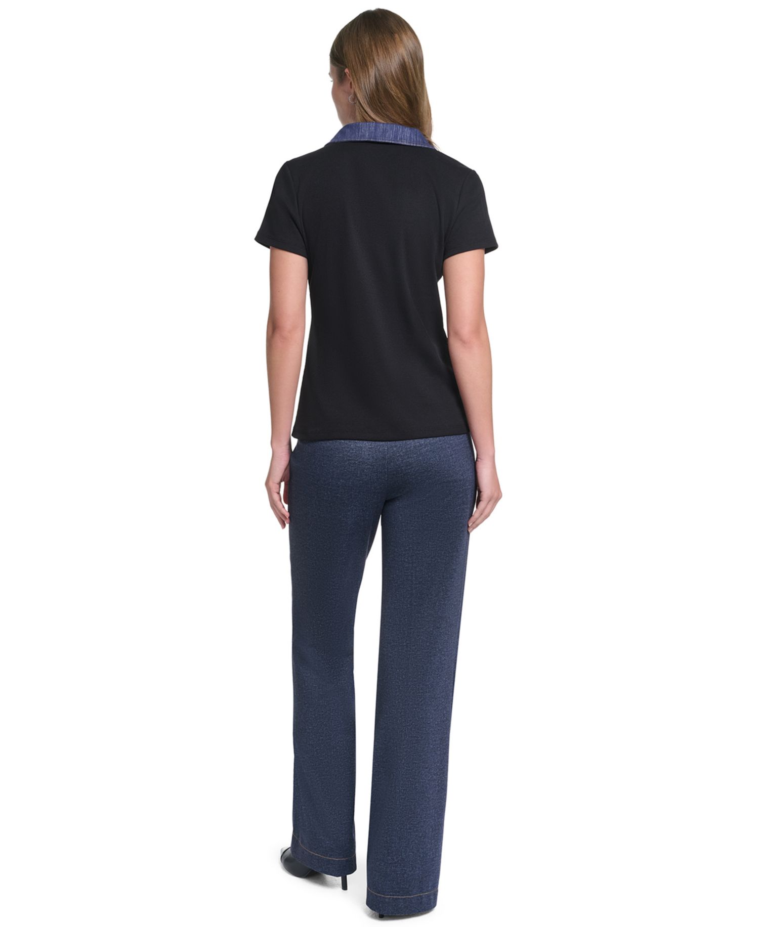 Petite Collared Short-Sleeve Pull-On Top