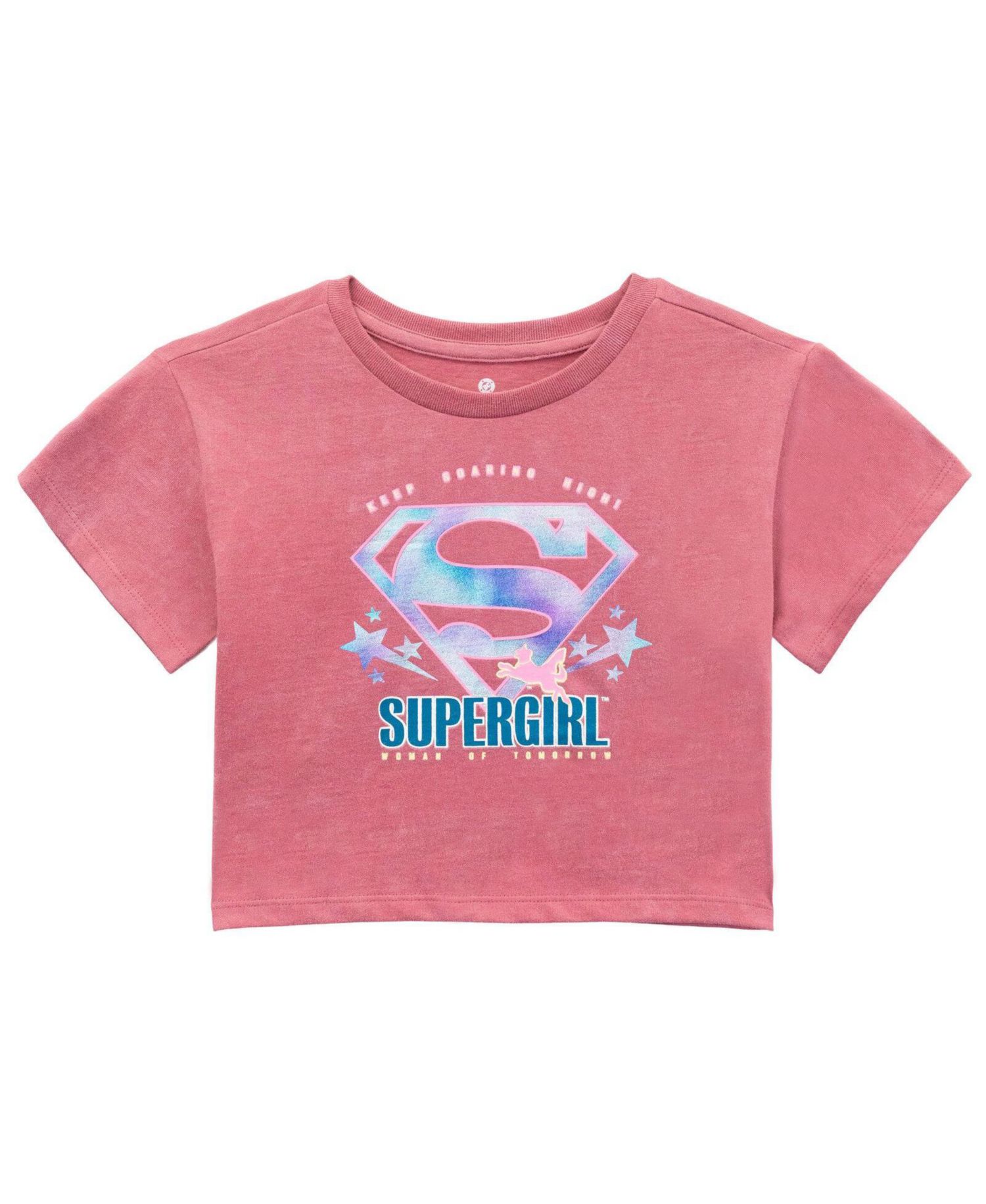 Supergirl Girls' Cropped 5-16 2-Piece T-Shirt and Skort Set