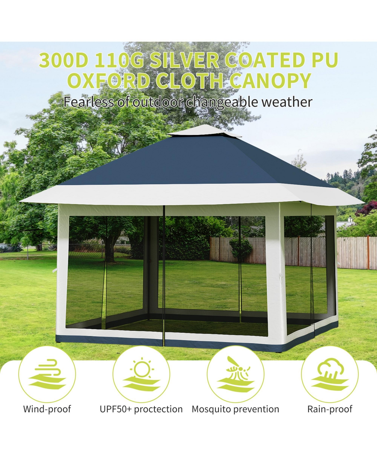 homfan 12 x Feet Cantilevered Folding Shelter With Roll-Up Eaves And Mesh Sidewalls, Pop-Up Patio Canopy For Backyard