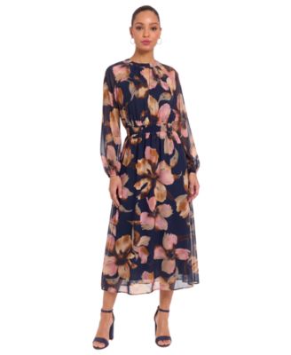 Women's Balloon Floral Midi Dress
