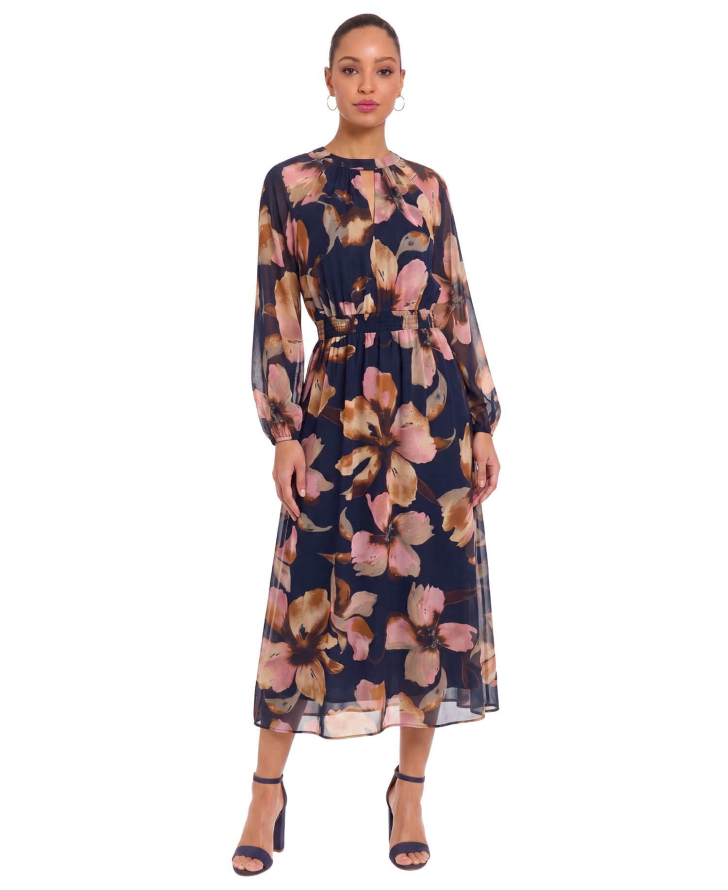 Women's Balloon Floral Midi Dress
