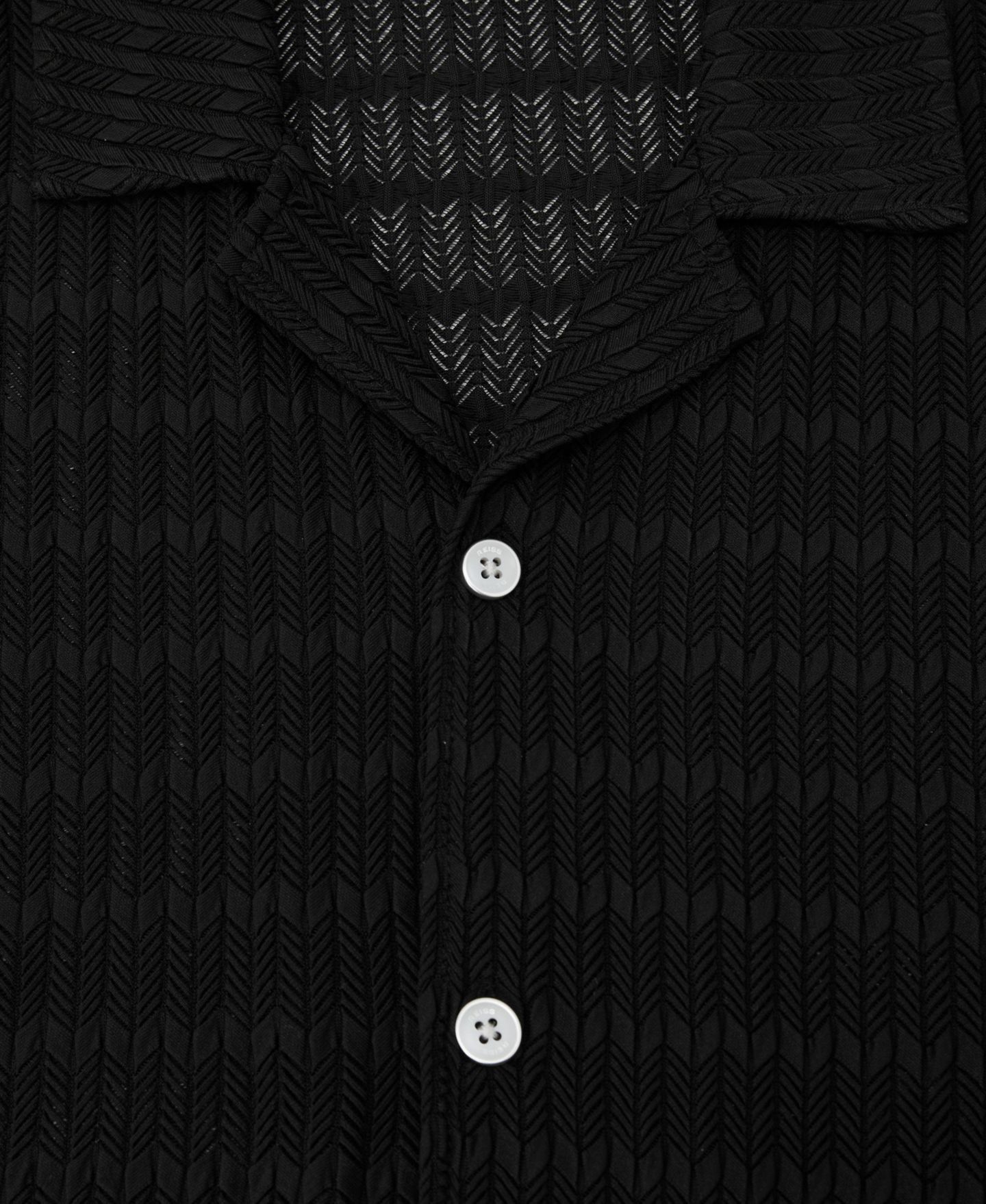 Мужская рубашка REISS Sid Crochet Cuban, цвет: Чёрный — фото 5