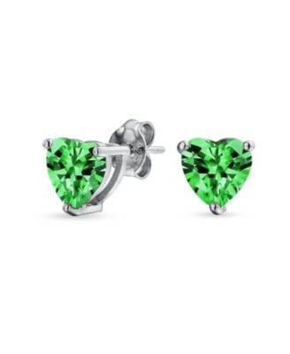 Romantic CZ Cubic Zirconia Solitaire Heart Stud Earrings .925 Sterling Silver
