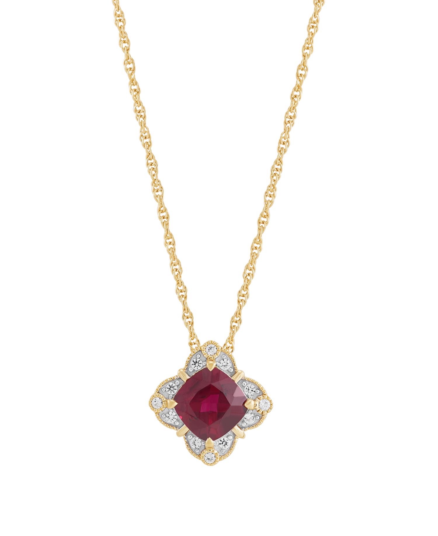 Lab-Grown Sapphire (1-9/10 ct. t.w.) & Sapphire (1/8 ct. t.w.) Pendant Necklace in Sterling Silver (Also Available in Ruby)