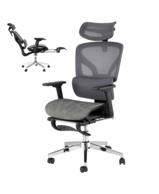 Ergonomic High Back Mesh Office Chair - 3D Adjustable Armrests, Lumbar and Headrest Support, Footrest, Reclining Swivel, Smooth Rolling Wheels