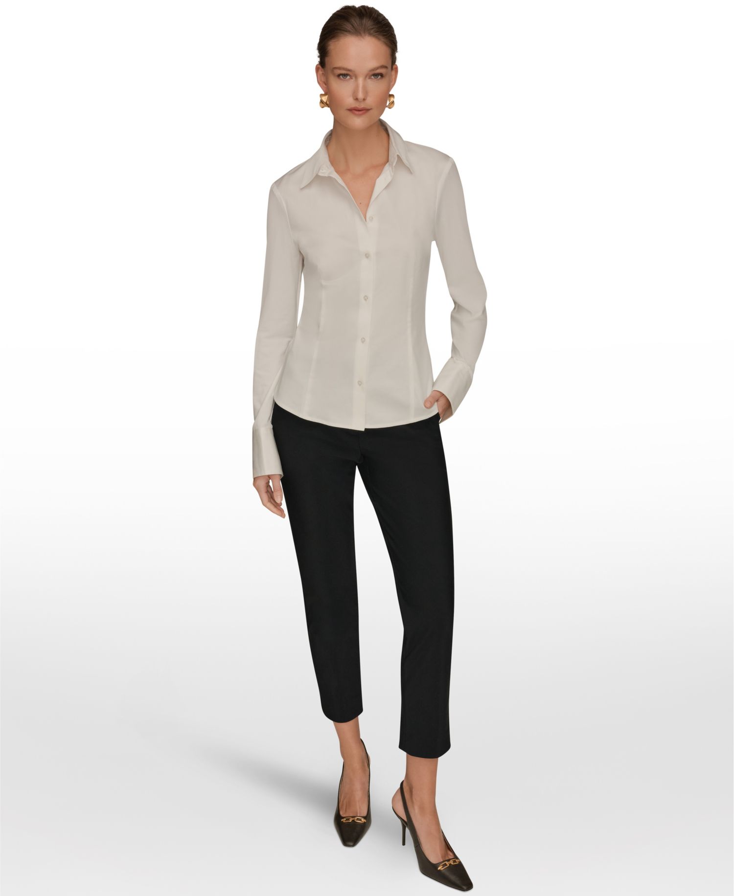 Women's Mixed Media Long-Sleeve Poplin Shirt