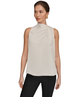 Women's Sleeveless Twist-Front Drape Blouse