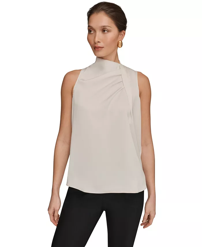 Women's Sleeveless Twist-Front Drape Blouse