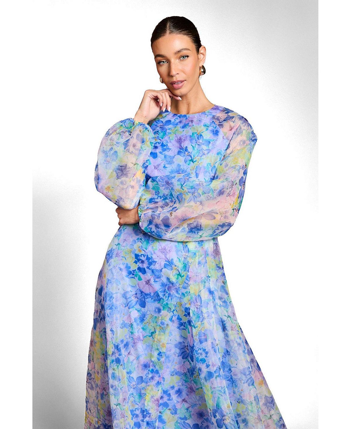 Coast Organza Floral Puff Sleeve Midi Dress view 2 — MAYCSS fashion products