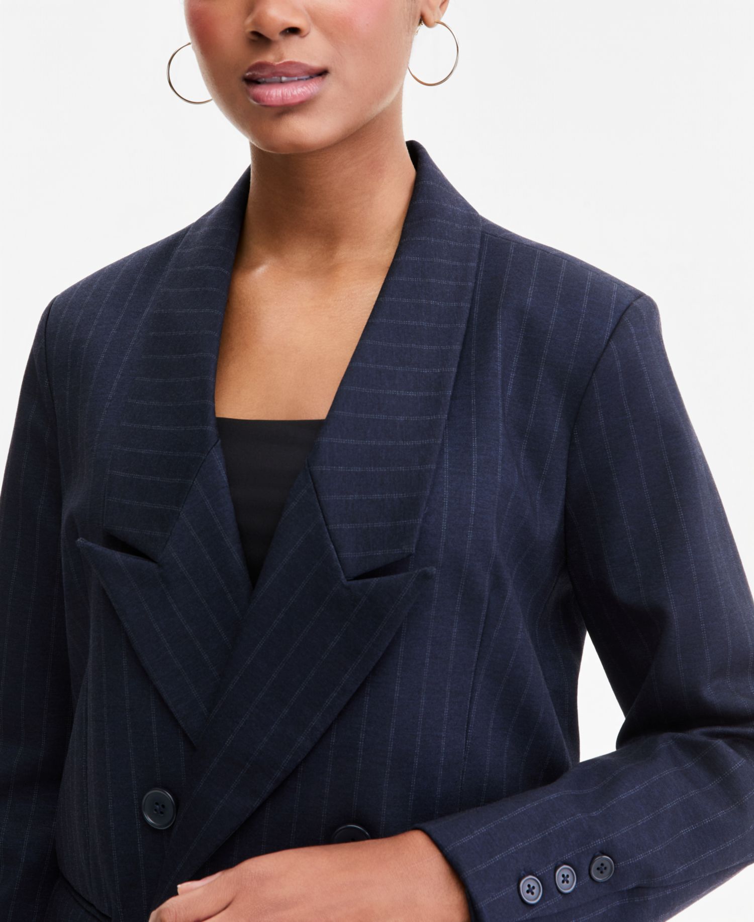 Women's Pinstripe Double-Breasted Blazer