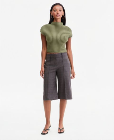 Женские шорты Bar III Plaid High-Rise Knee-Length, цвет: Коричневый клетчатый