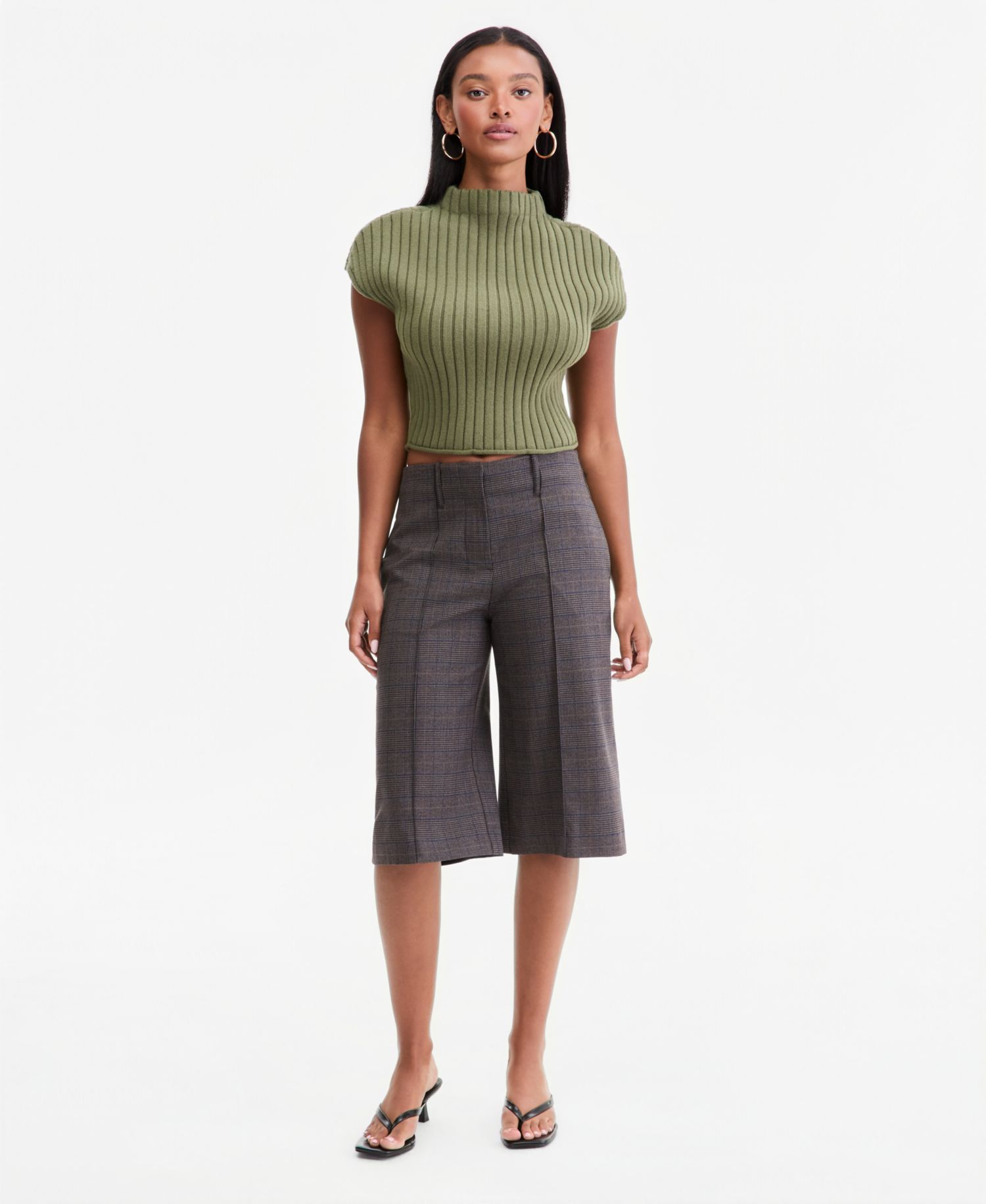 Women's Plaid High-Rise Knee-Length Shorts