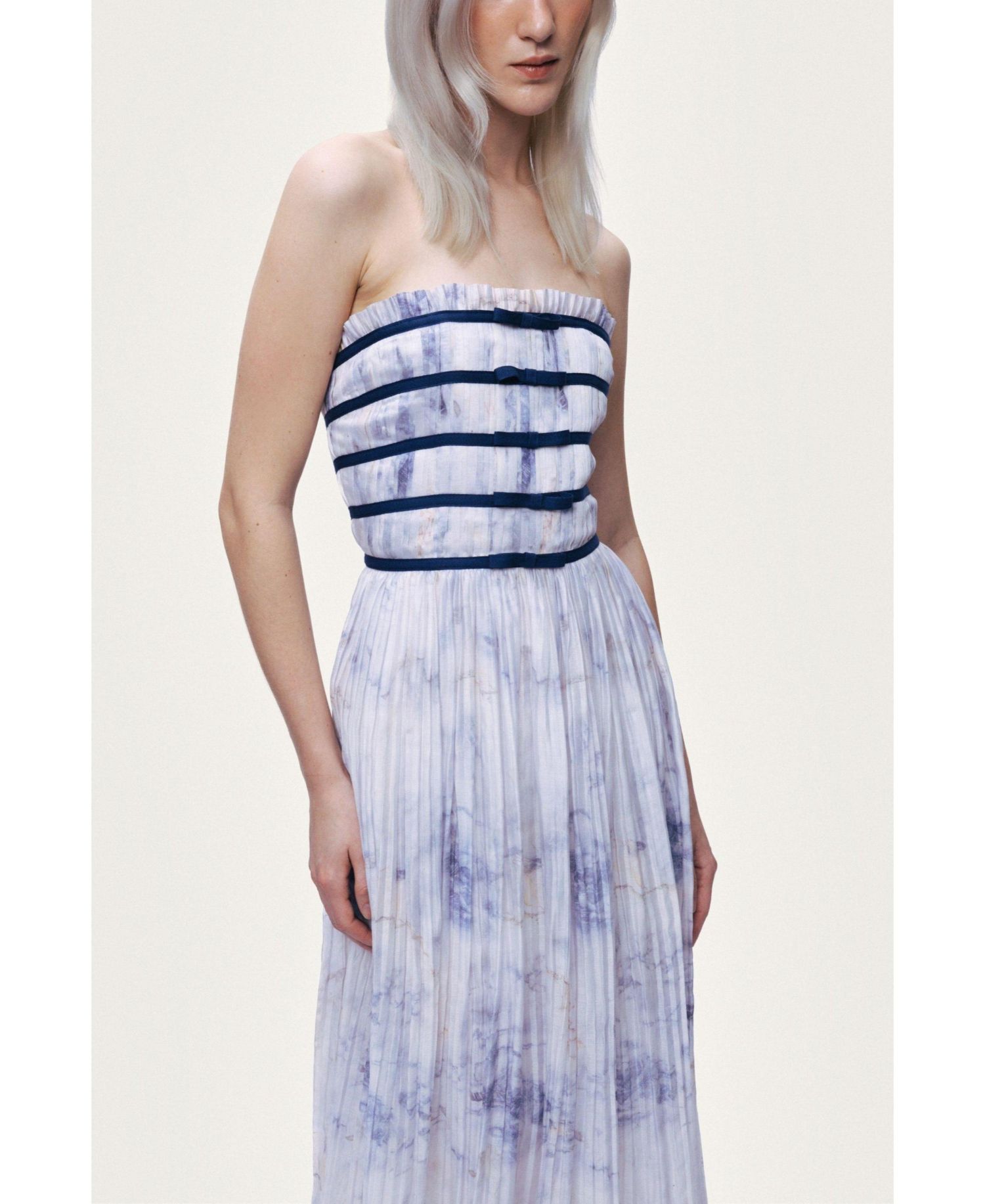 Women's Bow Detail Strapless Midi Dress